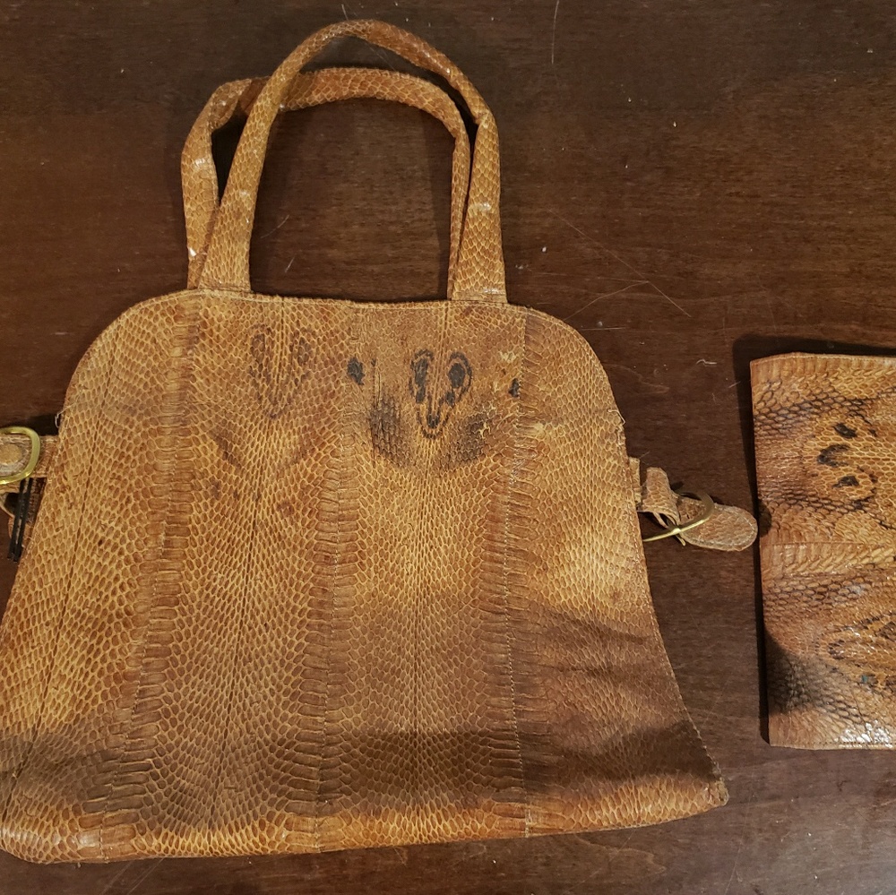 Handmade Vintage Genuine Snakeskin Handbag